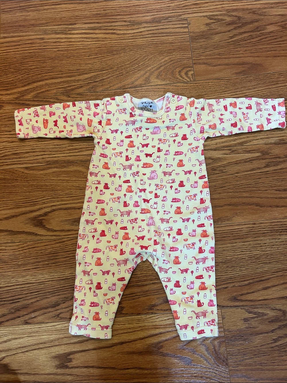 Baby Pink Animal-Print Footed One-Piece